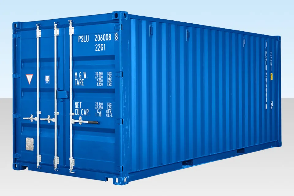 20ft Self Storage Container with Bamboo Floor Blue (RAL 5010)
