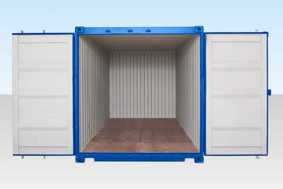 20ft Self Storage Container with Bamboo Floor Blue (RAL 5010) - Image 3