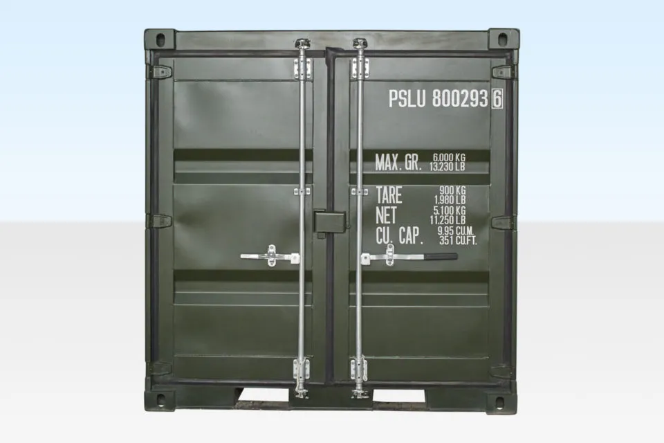 8ft One Trip Shipping Container Green (RAL 6007) - Image 3
